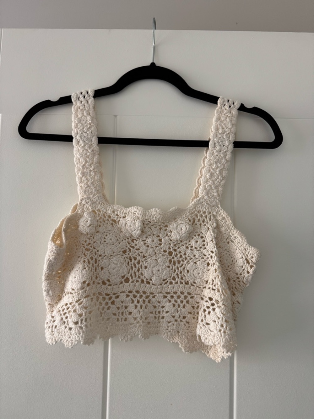 Free People Cream Crochet Lace Crop Camisole